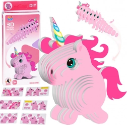 Puzzle 3D en carton – licorne rose DIY