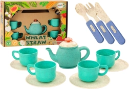 Set de vaisselle avec tasses, assiettes, couverts et théière 22 pièces