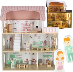 Maison de poupées en bois avec éclairage LED lulilo peonio 70 cm, rose