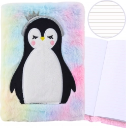 Carnet ligné en peluche avec pingouin A5