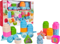Ensemble de cubes souples avec lettres et locomotive