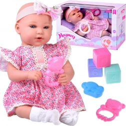 Bébé interactif 46 cm en robe lilas avec accessoires