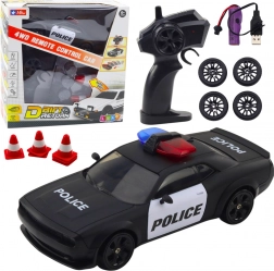 Voiture RC de course avec roues interchangeables police