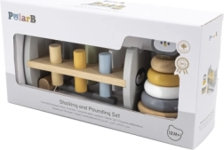 VIGA PolarB Pyramide en bois et maillet avec le motif de pingouin Montessori