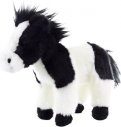Cheval en peluche noir et blanc écologique