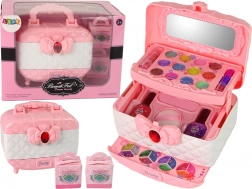 Mallette cosmétique pour enfants rose et blanche avec maquillage et surprises