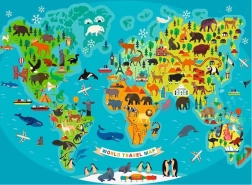 Puzzle Carte du monde des animaux sauvages XXL