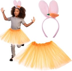 Costume lapin avec tutu orange et serre-tête à carotte