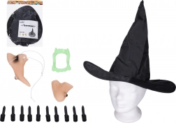 Set sorcière pro – nez, menton, doigts, dents et chapeau