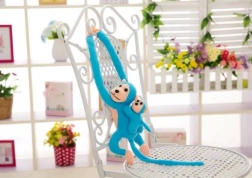 Singe en peluche avec bébé Bleu 90 cm