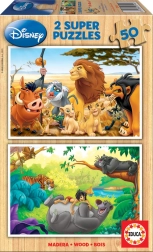 Puzzle en bois Disney – Amis des animaux 2 × 50 pièces