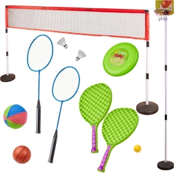 Set de sport 5-en-1 badminton basket-ball volley-ball tennis frisbee