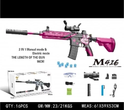 Fusil gel rose M416 à billes d’eau avec accessoires