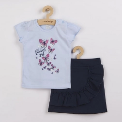 Ensemble bébé New Baby Butterflies – t-shirt et jupe, bleu