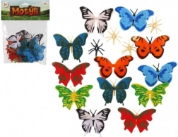 Papillons en plastique 12 pcs en sachet (7–8 cm)