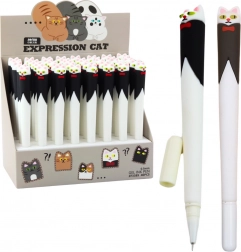 Stylo gel à motif chat avec nœud papillon, encre bleue