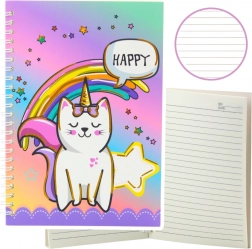 Carnet coloré chat-licorne A5 60 feuilles