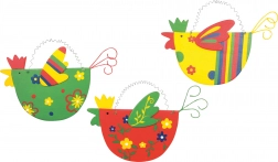 Poules en bois colorées – lot de 3 pcs
