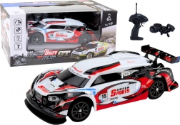 Voiture de course RC 1:16 Drift avec roues interchangeables rouge-blanc