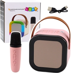 Haut-parleur karaoké K12 RGB Bluetooth avec microphone rose