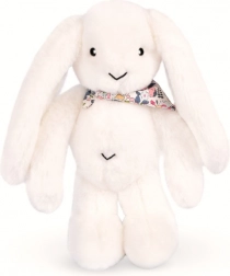 Doudou lapin en peluche blanc avec foulard 35 cm