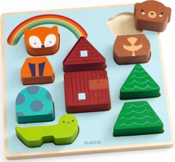 DJECO Puzz & Match Arc-en-ciel – puzzle et construction en bois pour les tout-petits