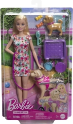 Barbie avec un chien en fauteuil roulant