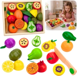 Fruits magnétiques en bois à découper avec couteau sécurisé et boîte