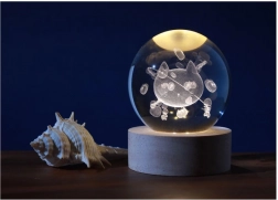 lampe cristalline boule chat 6 cm