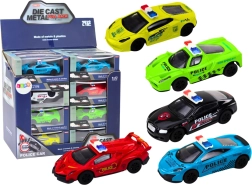 Voiture de police miniature 1:43, structure en métal avec pneus en caoutchouc