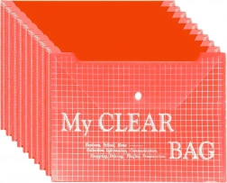 Pochette transparente pour documents avec bouton-pression, rouge, A4, 20 pcs