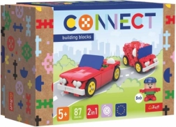 Jeu de construction Connect 2-en-1 cabriolet/utilitaire en plastique 87 pièces en boîte 19x13,5x9 cm