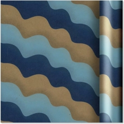 Papier cadeau kraft avec vaguelettes bleues 2 m × 70 cm