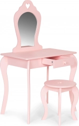 Grande coiffeuse pour enfants en bois avec miroir rose ECOTOYS
