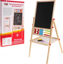 Tableau pour enfants en bois double face 3+ magnétique et à craie avec accessoires