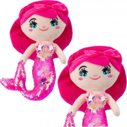 Sirène en peluche rose avec queue à sequins de 30 cm