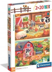 Puzzle famille de la ferme 2×20 pièces CLEMENTONI