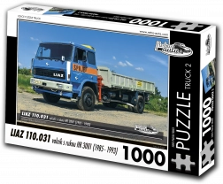 Puzzle Retro Voitures Liaz 110.031 Plateau avec Grue HR 3001, 1000 pièces