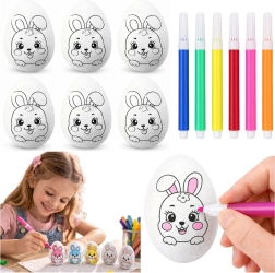 Œufs de Pâques en polystyrène à décorer avec un lapin et des feutres - 6 pièces