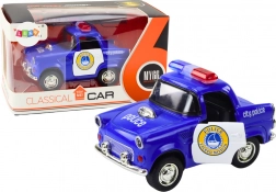 Voiture de police classique bleue à friction, lumières et sons 1:38