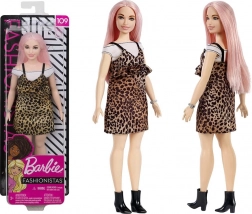 Poupée Barbie Fashionistas aux cheveux roses et robe léopard