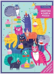 Puzzle Mudpuppy avec carte de vœux Fête des chats 12 pièces