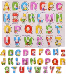 Puzzle alphabet en bois 2-en-1 avec mots anglais