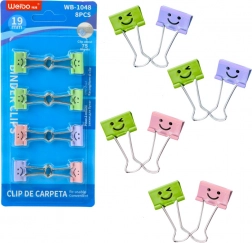 Lot de pinces de bureau colorées avec sourires 8 pcs 19 mm