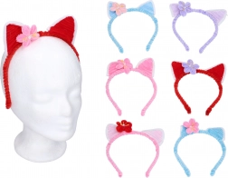Serre-tête de carnaval oreilles de chat avec fleur – assortiment de couleurs