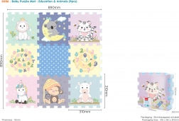 Tapis puzzle en mousse souple avec animaux 32 × 32 cm, 9 pièces