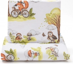 Ensemble réversible pour poussette NEW BABY Animaux de la forêt en coton et velours