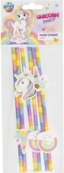 Pailles en papier à motif licorne, lot de 6