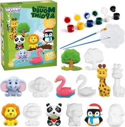 Woopie kit créatif avec peintures DIY – moulages en plâtre d’animaux à colorier