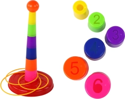 Jeu de lancer sur cible avec gobelets et anneaux